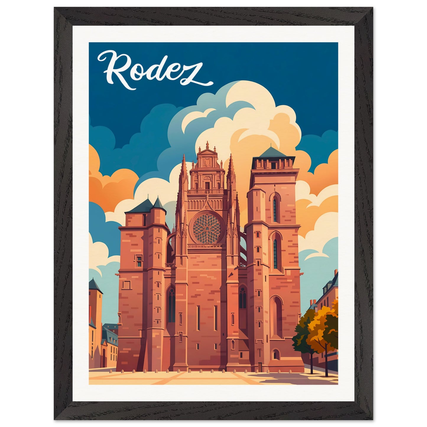 Affiche Rodez - Encadrée, cadre noir 30x40 cm