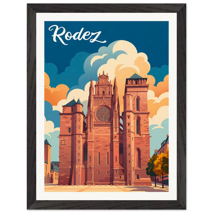 Affiche Rodez - Encadrée, cadre noir 30x40 cm