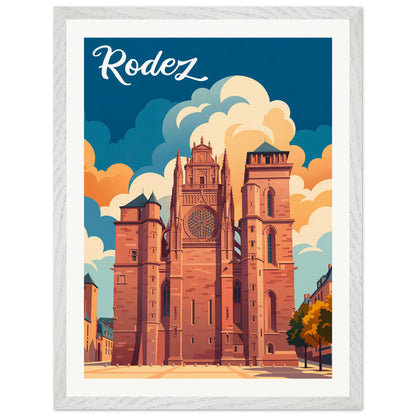 Affiche Rodez - Encadrée, cadre blanc 45x60 cm
