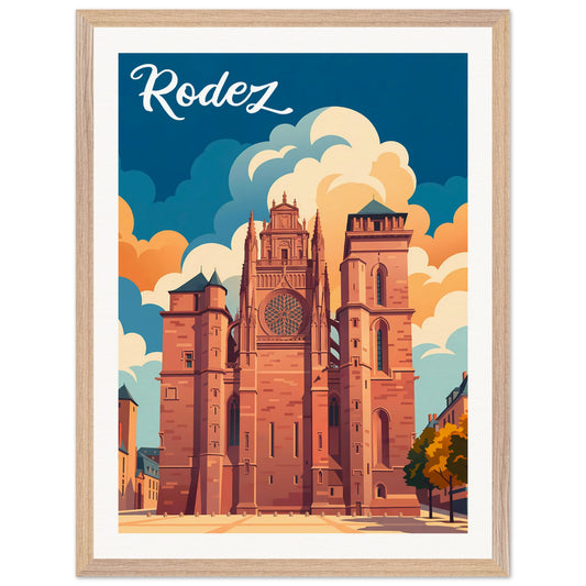 Affiche Rodez - Encadrée, cadre bois 45x60 cm