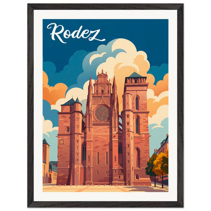Affiche Rodez - Encadrée, cadre noir 45x60 cm