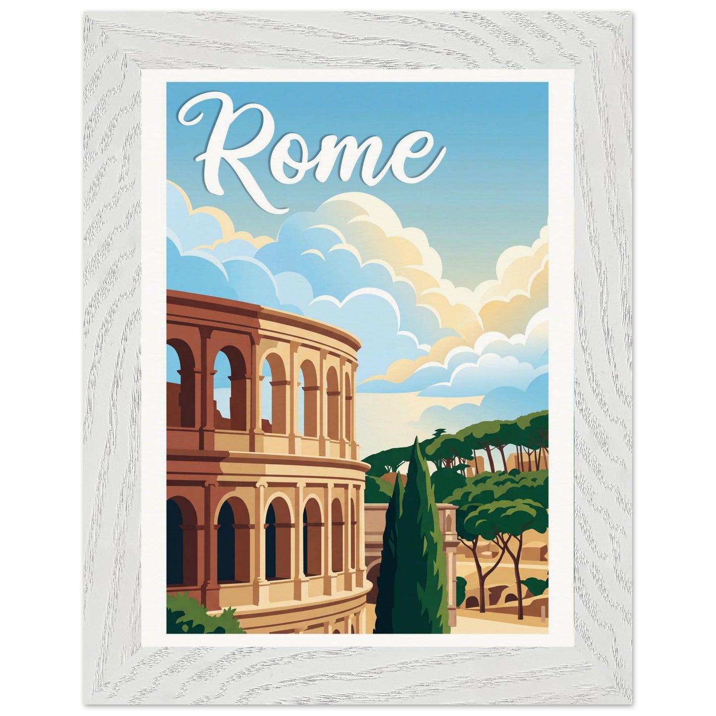 Affiche Rome - Encadrée, cadre blanc 15x20 cm