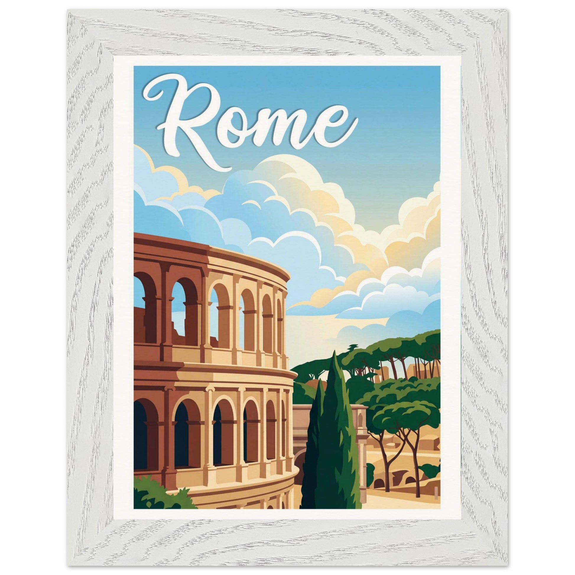 Affiche Rome - Encadrée, cadre blanc 15x20 cm