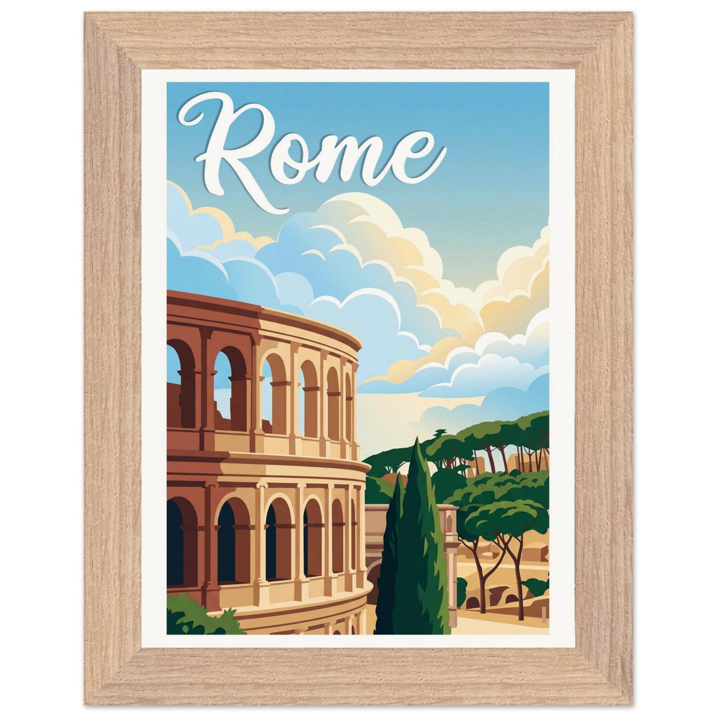 Affiche Rome - Encadrée, cadre bois 15x20 cm