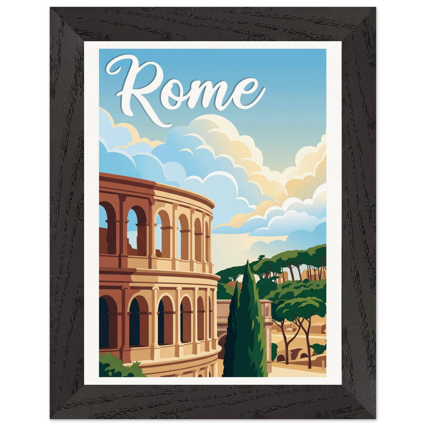Affiche Rome - Encadrée, cadre noir 15x20 cm