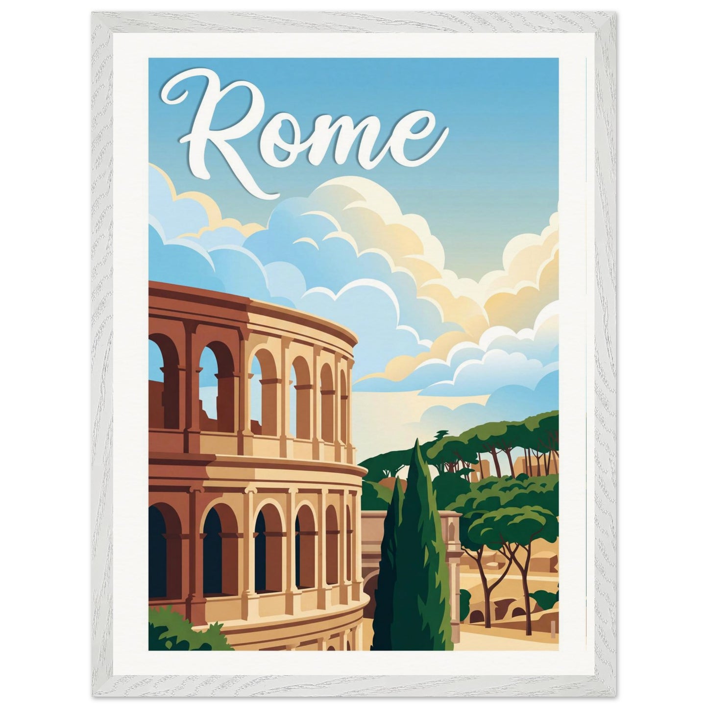 Affiche Rome - Encadrée, cadre blanc 45x60 cm