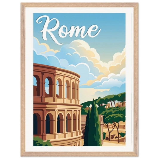 Affiche Rome - Encadrée, cadre bois 45x60 cm