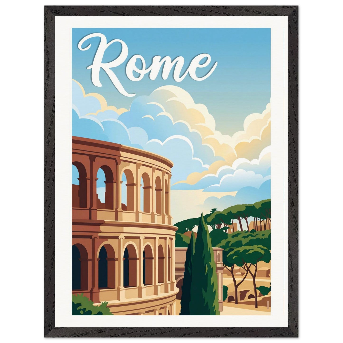 Affiche Rome - Encadrée, cadre noir 45x60 cm