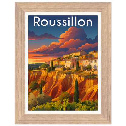 Affiche Roussillon - Encadrée, cadre bois 15x20 cm