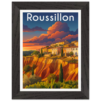 Affiche Roussillon - Encadrée, cadre noir 15x20 cm
