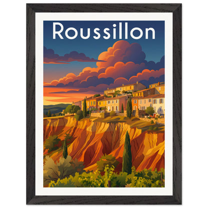Affiche Roussillon - Encadrée, cadre noir 30x40 cm
