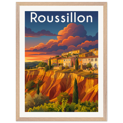 Affiche Roussillon - Encadrée, cadre bois 45x60 cm
