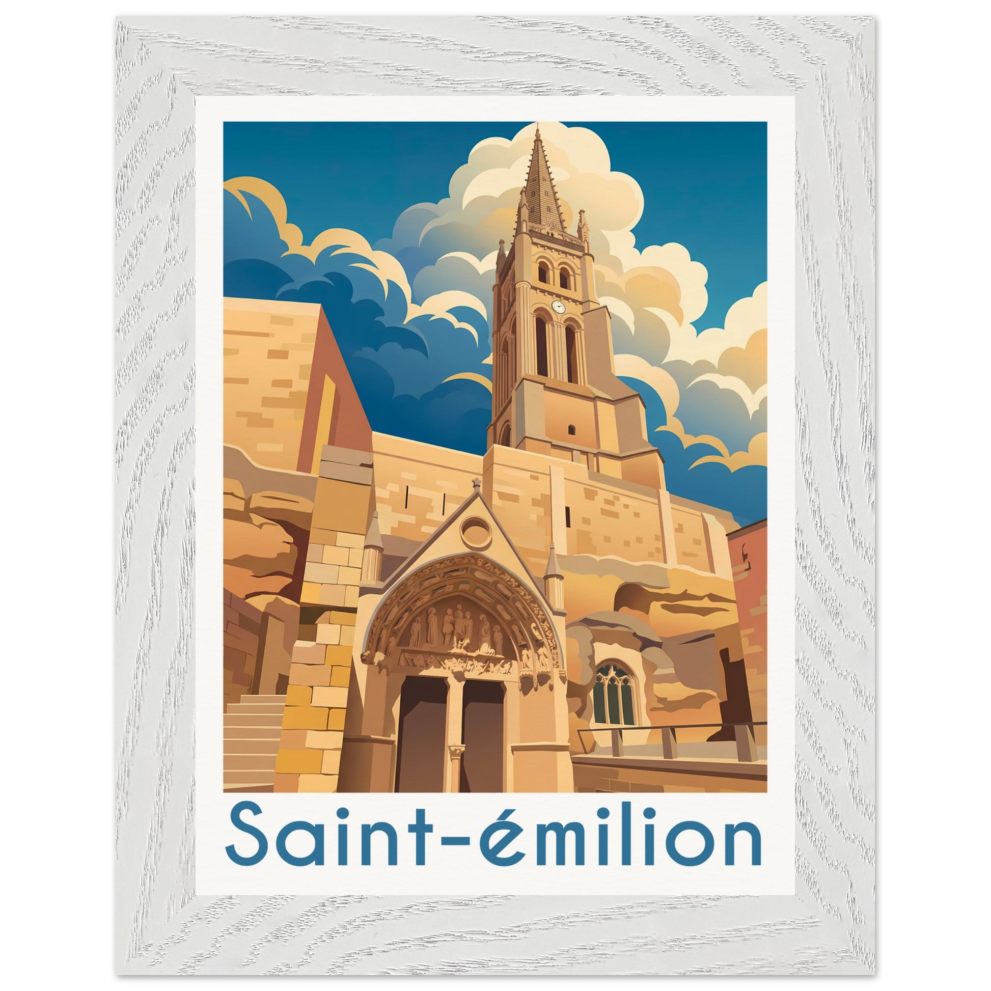 Affiche Saint-Émilion - Encadrée, cadre blanc 15x20 cm