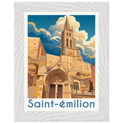 Affiche Saint-Émilion - Encadrée, cadre blanc 15x20 cm