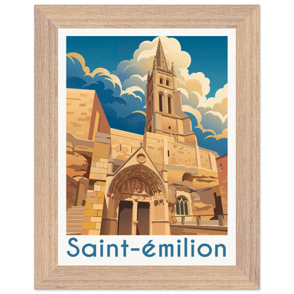 Affiche Saint-Émilion - Encadrée, cadre bois 15x20 cm