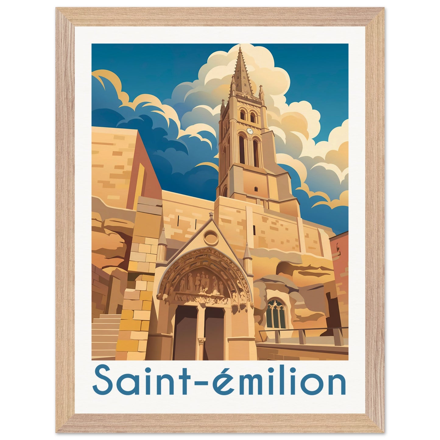 Affiche Saint-Émilion - Encadrée, cadre bois 30x40 cm