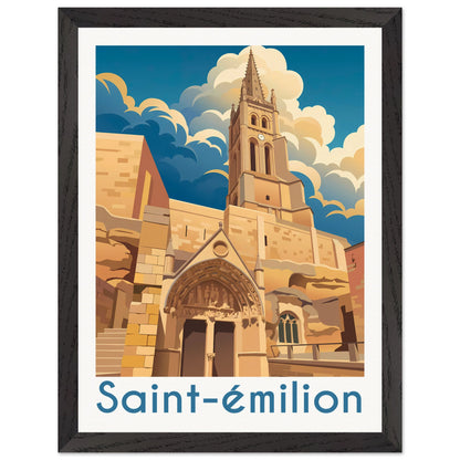 Affiche Saint-Émilion - Encadrée, cadre noir 30x40 cm