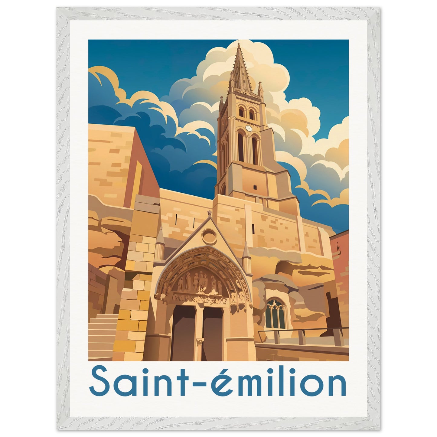 Affiche Saint-Émilion - Encadrée, cadre blanc 45x60 cm