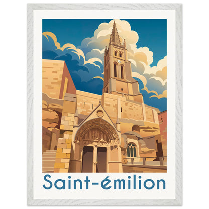 Affiche Saint-Émilion - Encadrée, cadre blanc 45x60 cm