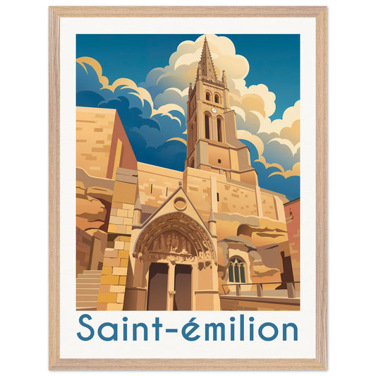 Affiche Saint-Émilion - Encadrée, cadre bois 45x60 cm