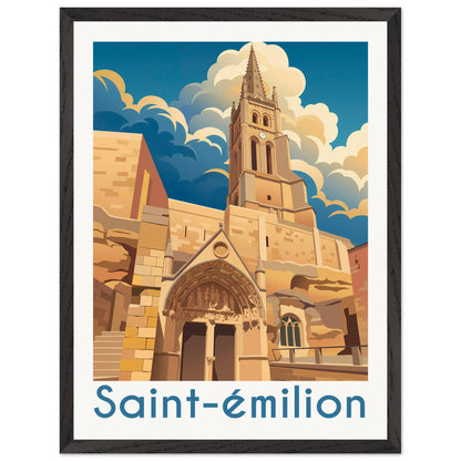 Affiche Saint-Émilion - Encadrée, cadre noir 45x60 cm