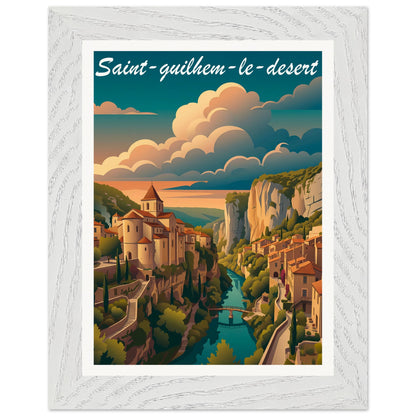 Affiche Saint-Guilhem-le-Désert - Encadrée, cadre blanc 15x20 cm