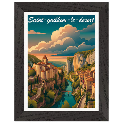 Affiche Saint-Guilhem-le-Désert - Encadrée, cadre noir 15x20 cm