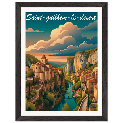 Affiche Saint-Guilhem-le-Désert - Encadrée, cadre noir 30x40 cm