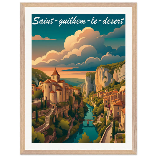 Affiche Saint-Guilhem-le-Désert - Encadrée, cadre bois 45x60 cm