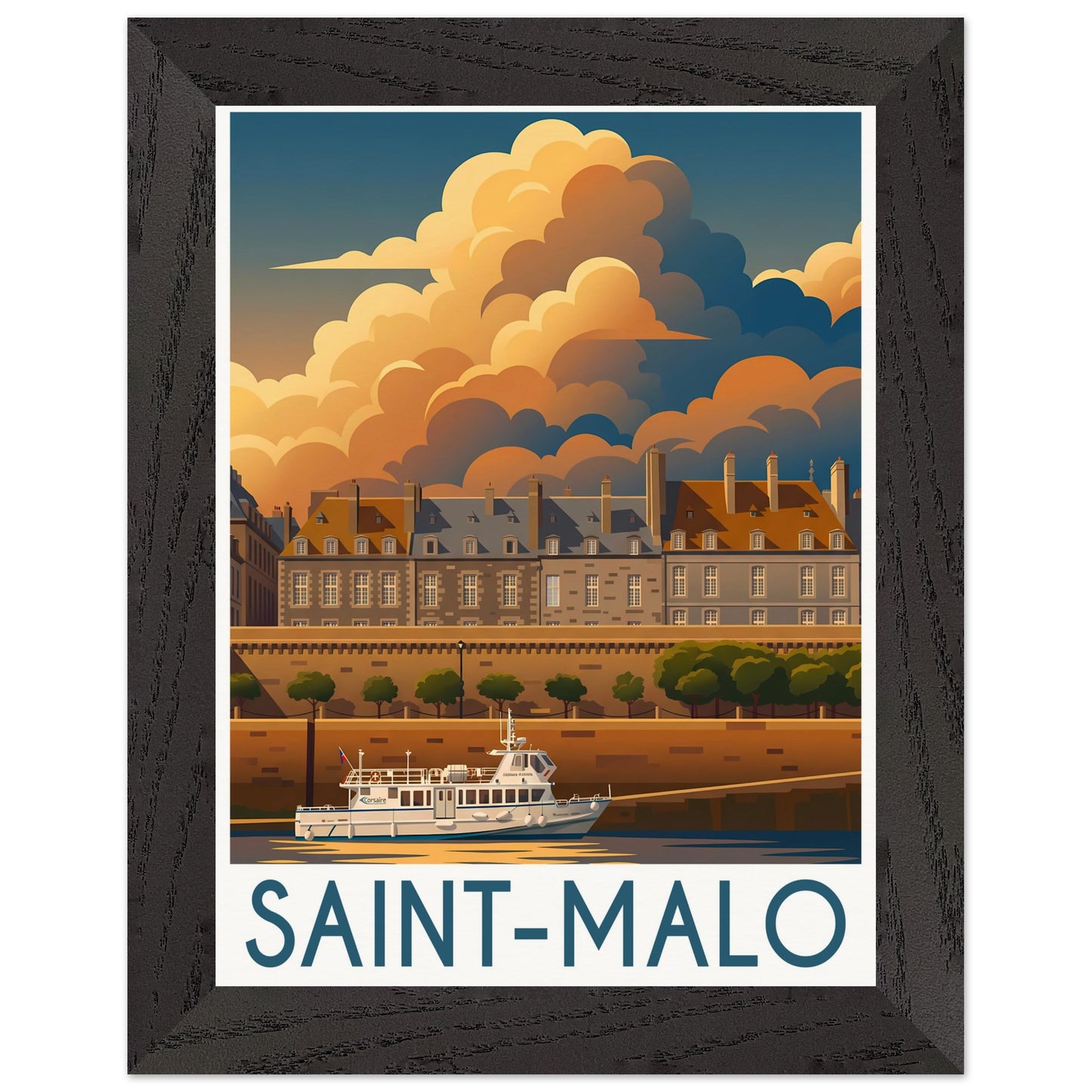 Affiche Saint-Malo - Encadrée, cadre noir 15x20 cm