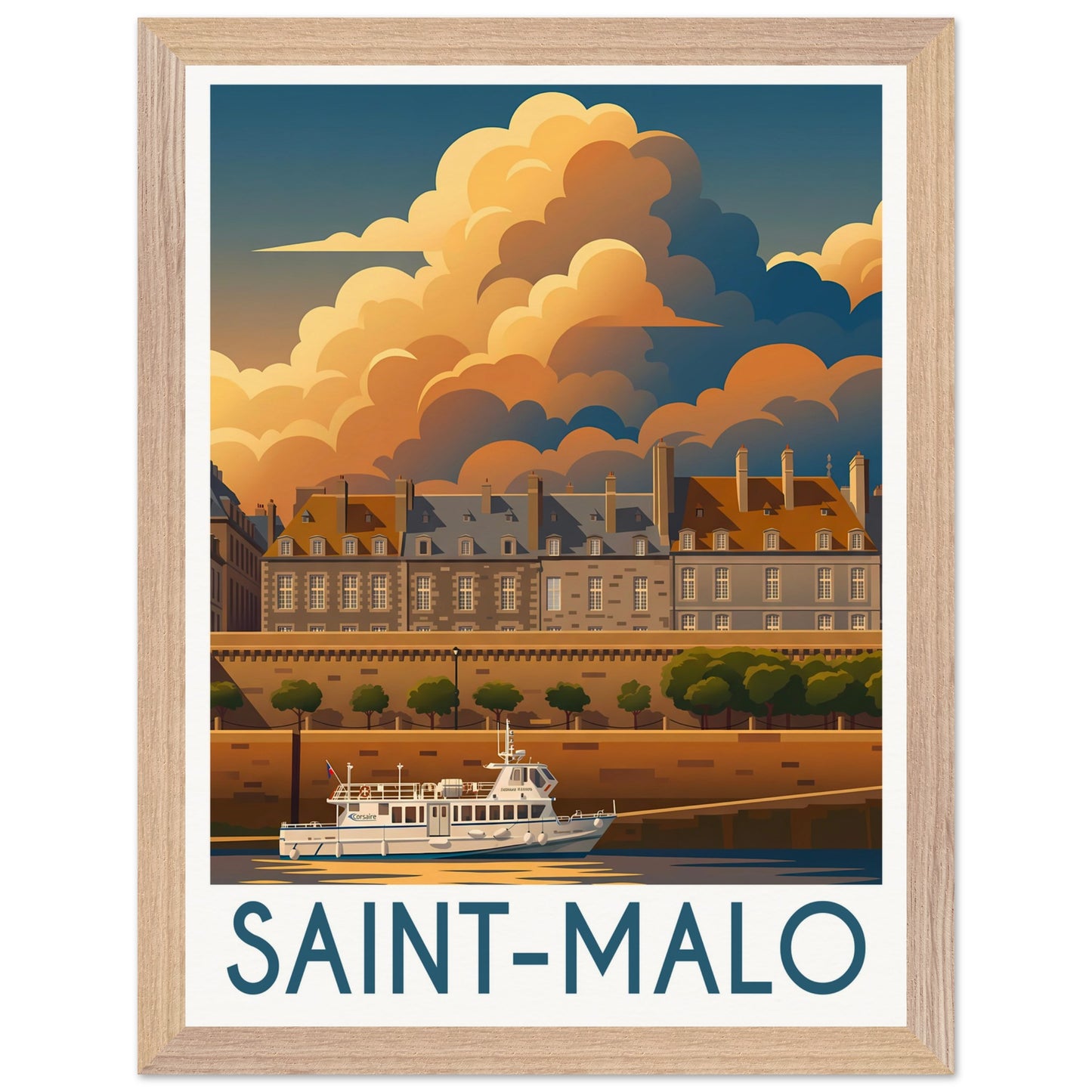 Affiche Saint-Malo - Encadrée, cadre bois 30x40 cm