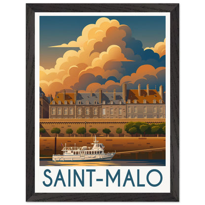 Affiche Saint-Malo - Encadrée, cadre noir 30x40 cm