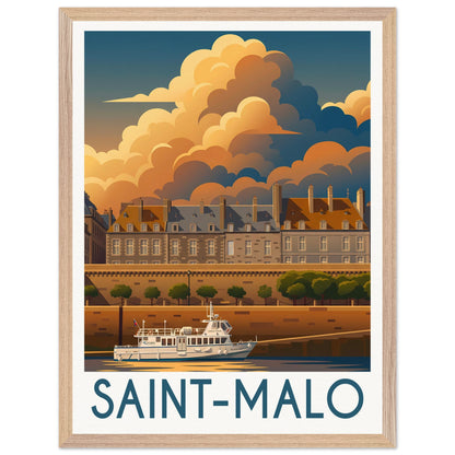 Affiche Saint-Malo - Encadrée, cadre bois 45x60 cm