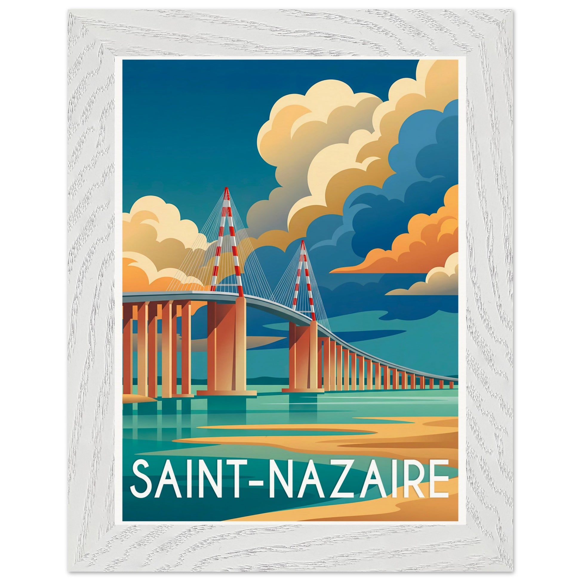 Affiche Saint-Nazaire - Encadrée, cadre blanc 15x20 cm
