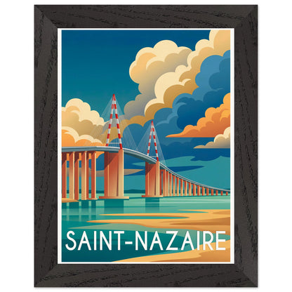Affiche Saint-Nazaire - Encadrée, cadre noir 15x20 cm