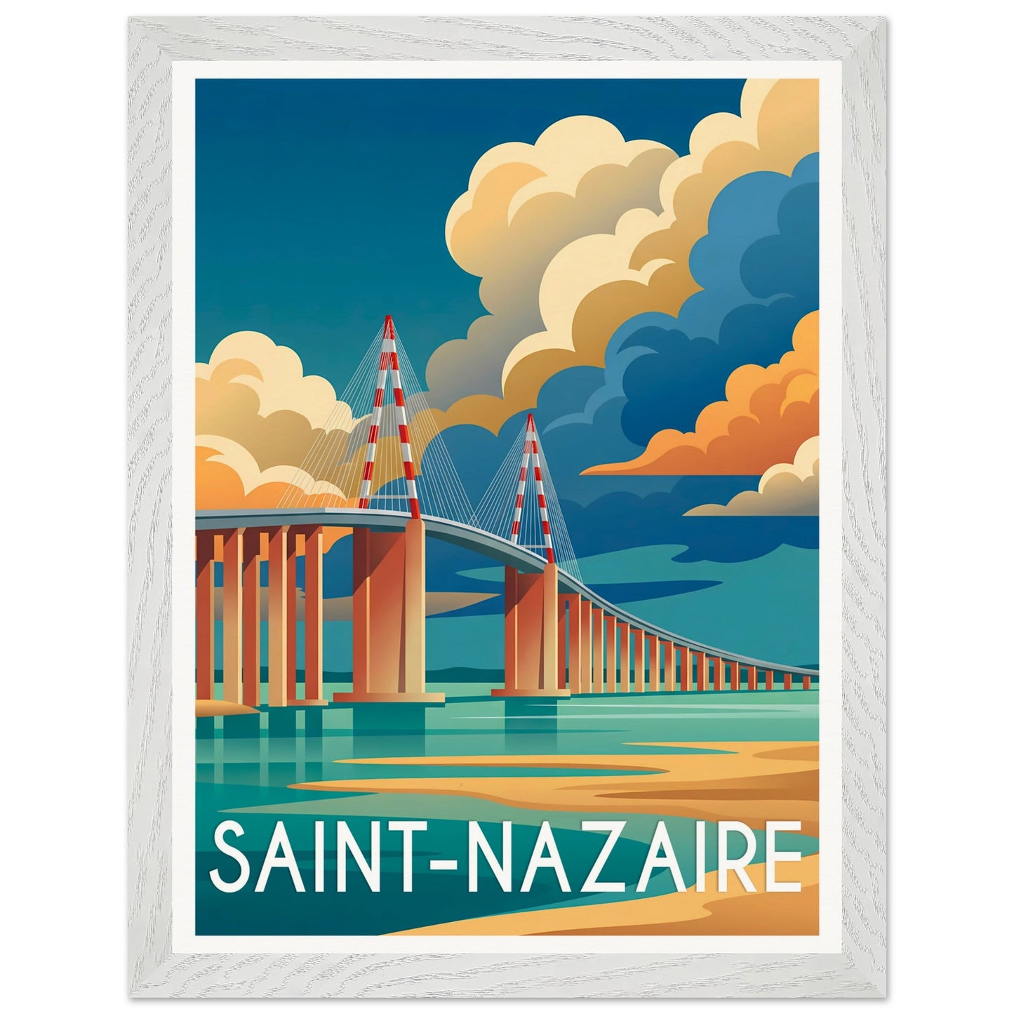 Affiche Saint-Nazaire - Encadrée, cadre blanc 30x40 cm