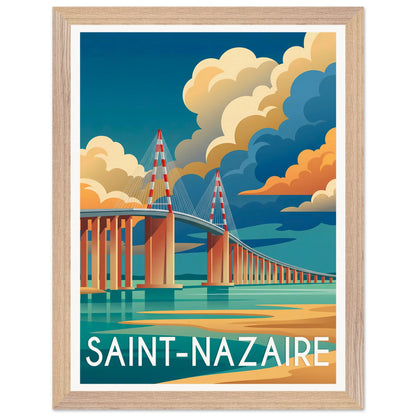 Affiche Saint-Nazaire - Encadrée, cadre bois 30x40 cm