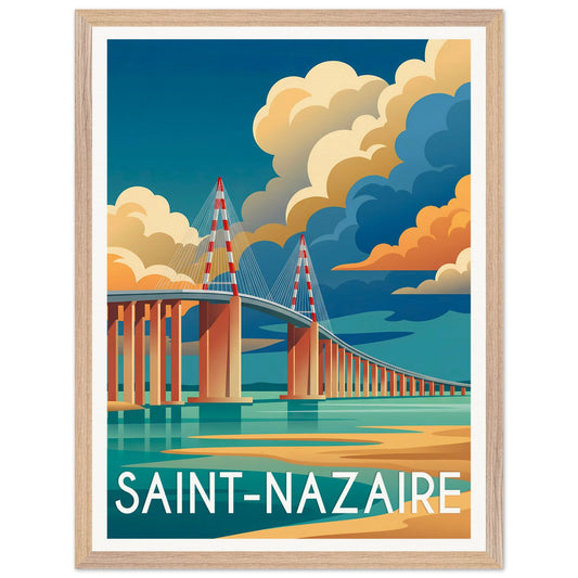 Affiche Saint-Nazaire - Encadrée, cadre bois 45x60 cm
