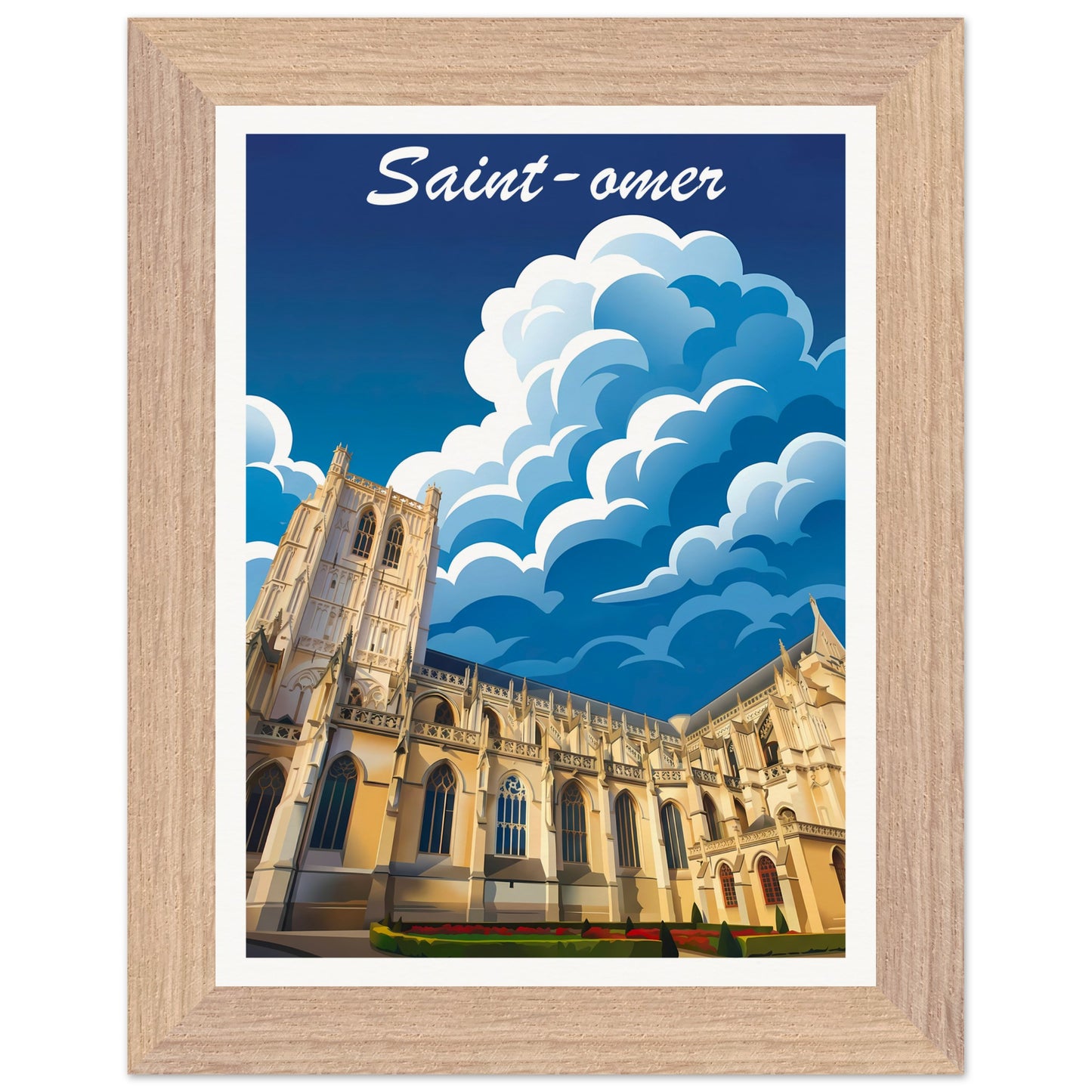 Affiche Saint-Omer - Encadrée, cadre bois 15x20 cm