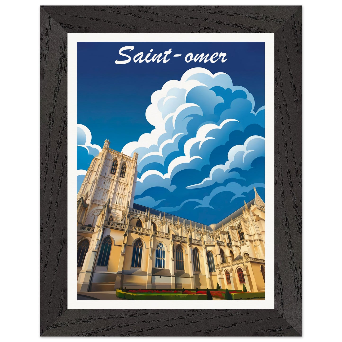Affiche Saint-Omer - Encadrée, cadre noir 15x20 cm