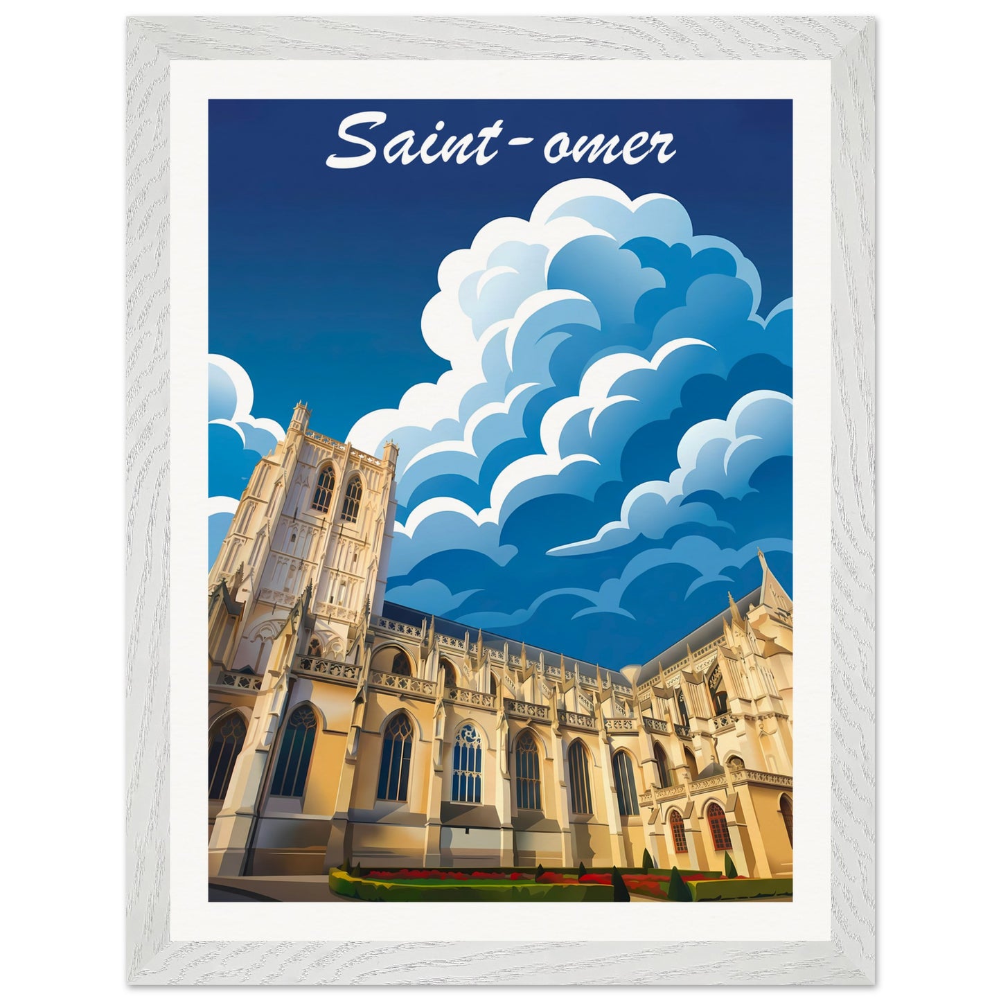 Affiche Saint-Omer - Encadrée, cadre blanc 30x40 cm