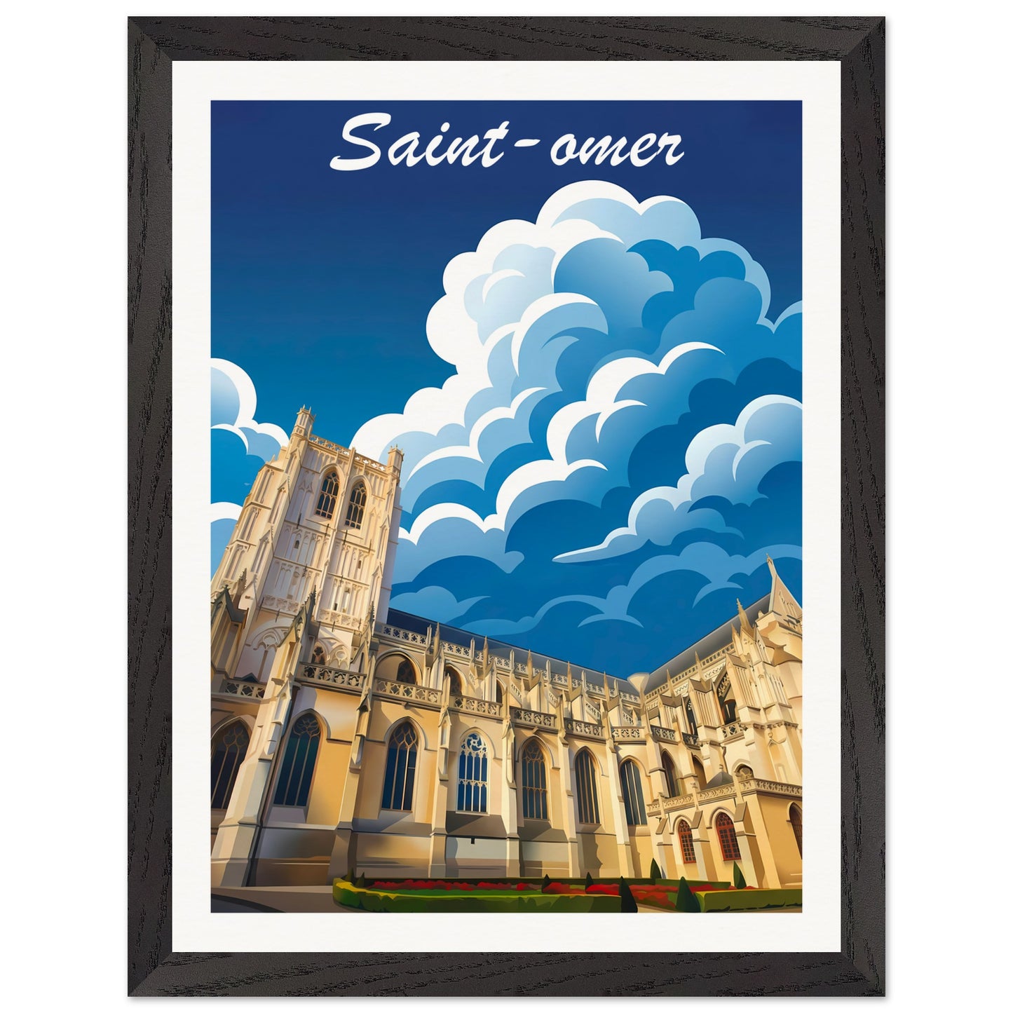 Affiche Saint-Omer - Encadrée, cadre noir 30x40 cm