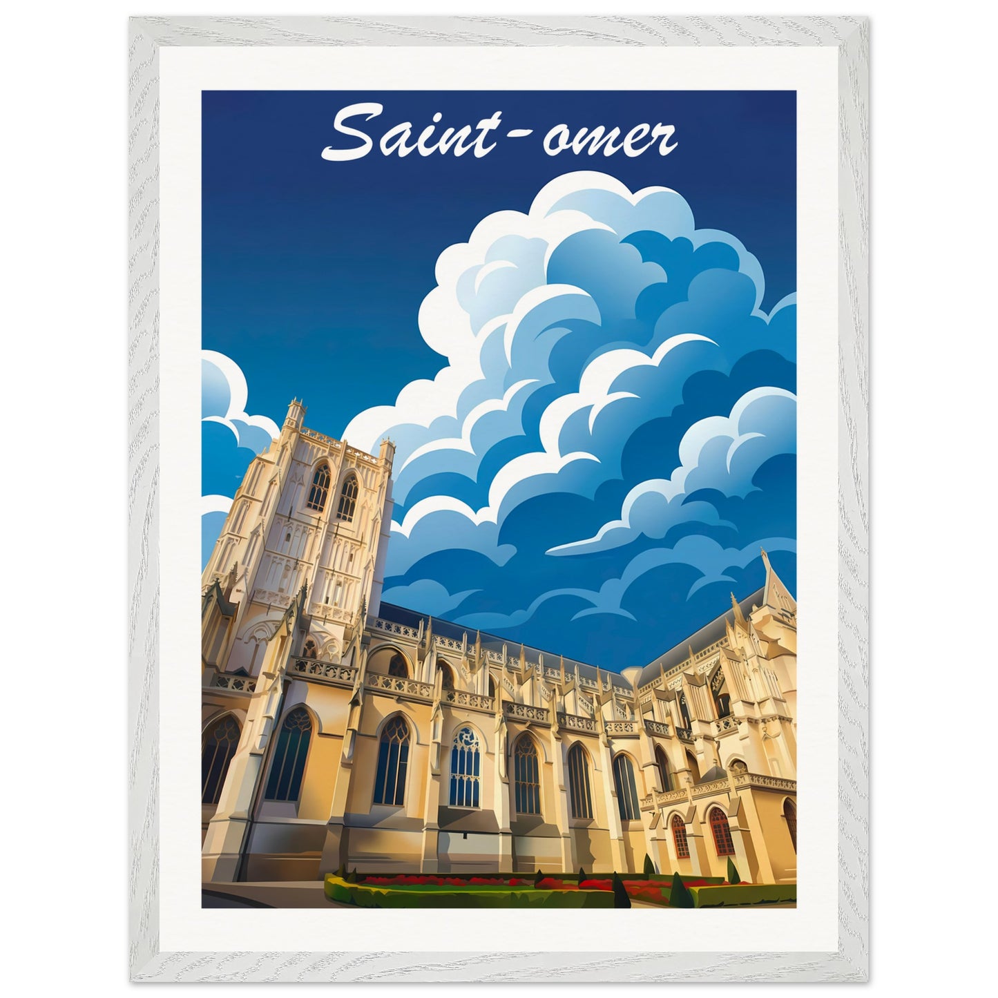 Affiche Saint-Omer - Encadrée, cadre blanc 45x60 cm