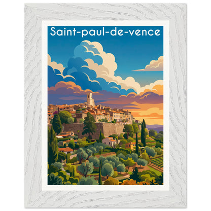 Affiche Saint-Paul-de-Vence - Encadrée, cadre blanc 15x20 cm