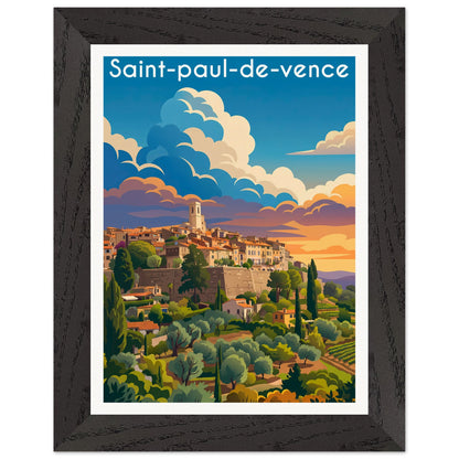Affiche Saint-Paul-de-Vence - Encadrée, cadre noir 15x20 cm