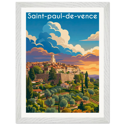 Affiche Saint-Paul-de-Vence - Encadrée, cadre blanc 30x40 cm