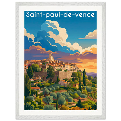 Affiche Saint-Paul-de-Vence - Encadrée, cadre blanc 45x60 cm