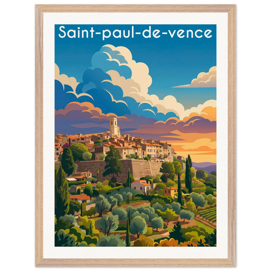 Affiche Saint-Paul-de-Vence - Encadrée, cadre bois 45x60 cm