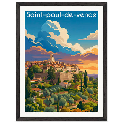 Affiche Saint-Paul-de-Vence - Encadrée, cadre noir 45x60 cm