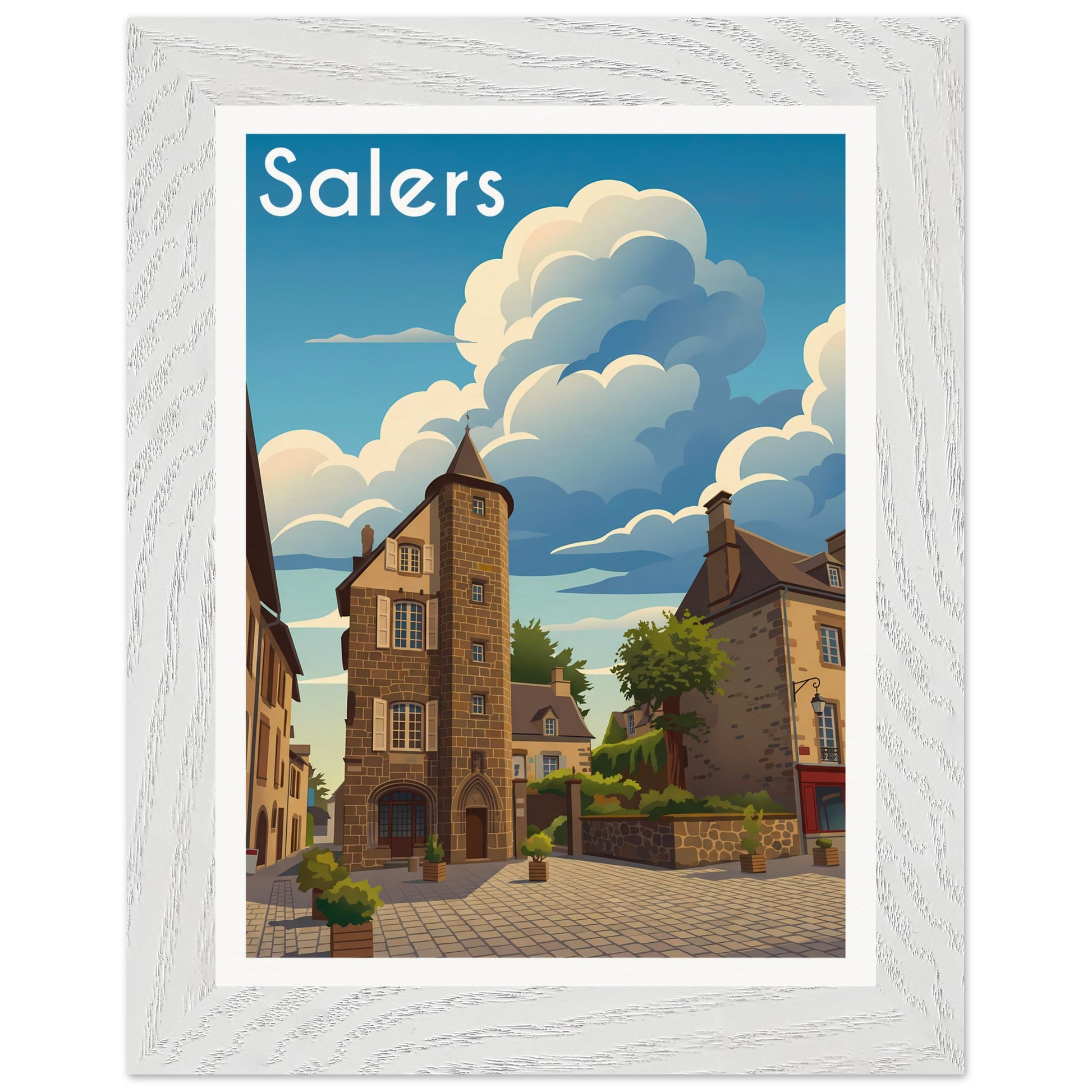 Affiche Salers - Encadrée, cadre blanc 15x20 cm
